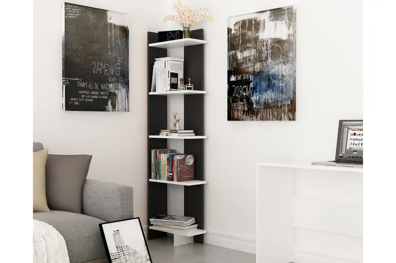 Hejde Bokhylle 45 cm - Svart/Hvit - Oppbevaring - Hyller - Bokhylle