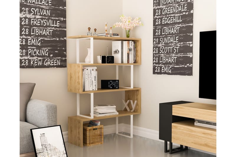 Hejde Bokhylle 92 cm - Brun/Hvit - Oppbevaring - Hyller - Bokhylle