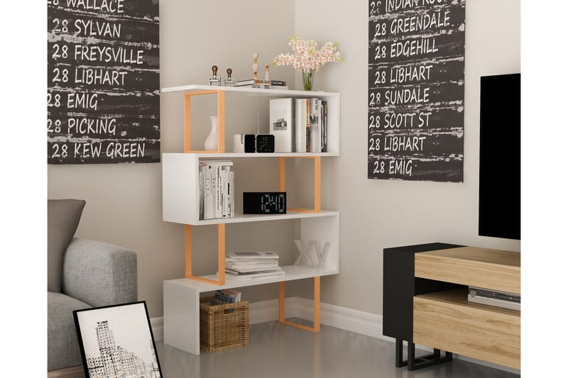 Hejde Bokhylle 92 cm - Gul/Hvit - Oppbevaring - Hyller - Bokhylle