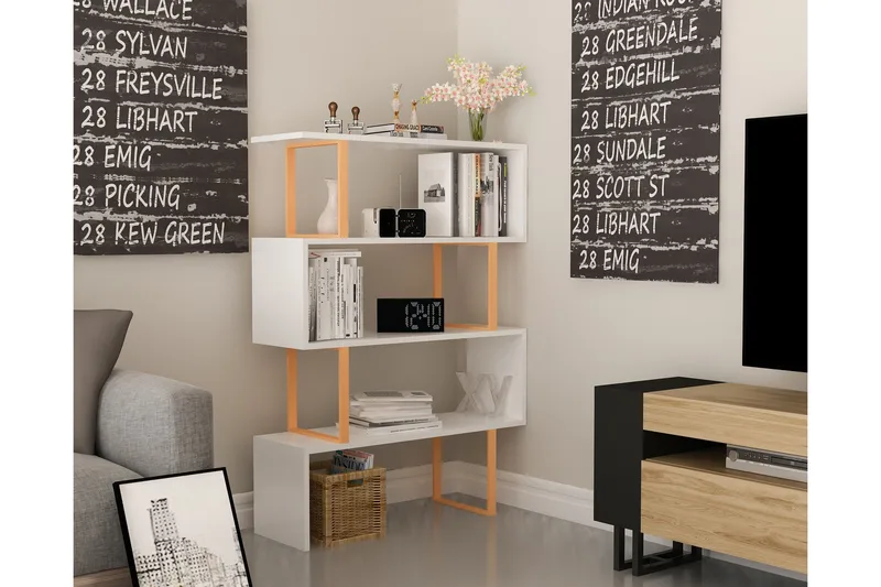 Hejde Bokhylle 92 cm - Gul/Hvit - Oppbevaring - Hyller - Bokhylle