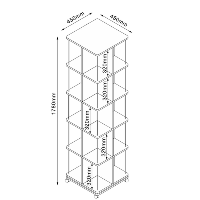 Bokhylle HOME4YOU Ferdie Swivel 45x45x176 cm ask/svart - ask/svart - Oppbevaring - Hyller - Bokhylle
