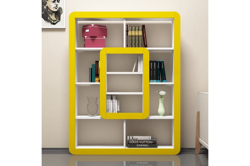 Hovdane Bokhylle 109 cm - Hvit/Gul - Oppbevaring - Hyller - Bokhylle