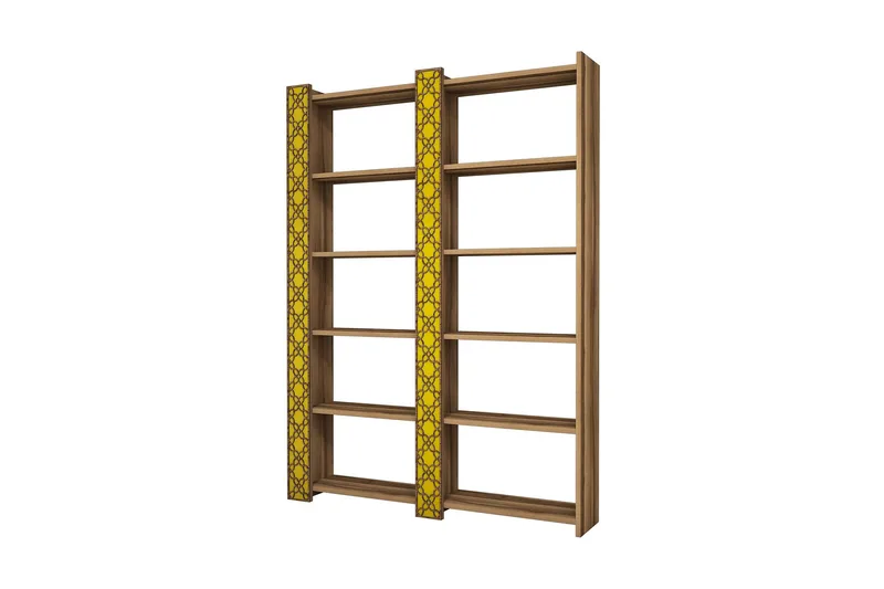 Hovdane Bokhylle 124 cm, Brun/Gul