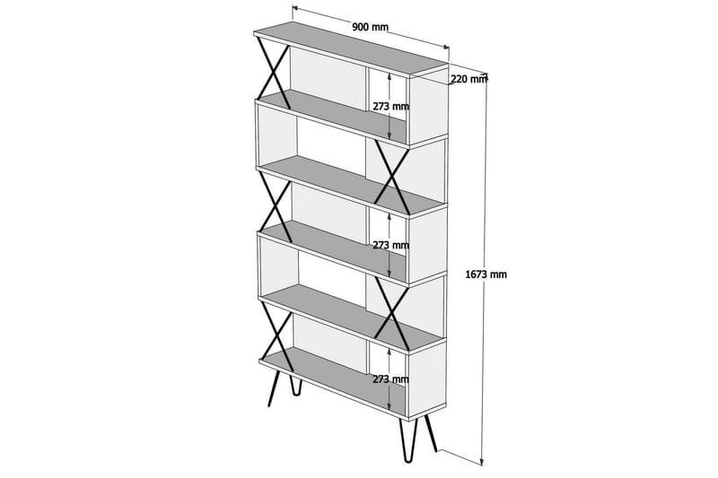 Hovdane Bokhylle 22 cm i Malt Tre - Benhvit - Oppbevaring - Hyller - Bokhylle