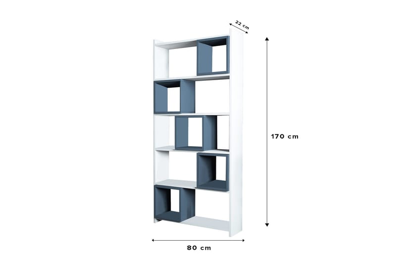 Hovdane Bokhylle 22 cm i Malt Tre - Blå|Hvit - Oppbevaring - Hyller - Bokhylle