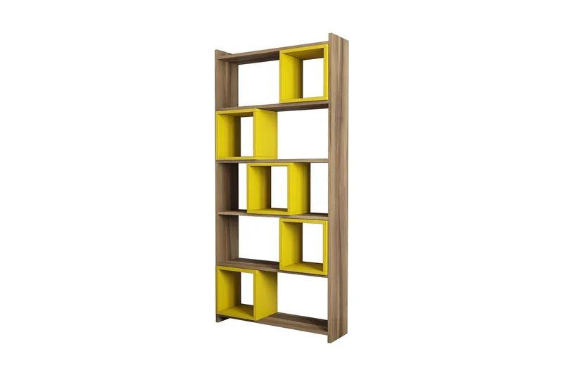 Hovdane Bokhylle 80 cm, Brun/Gul