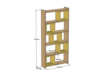 Hovdane Bokhylle 80 cm - Brun/Gul - Oppbevaring - Hyller - Bokhylle