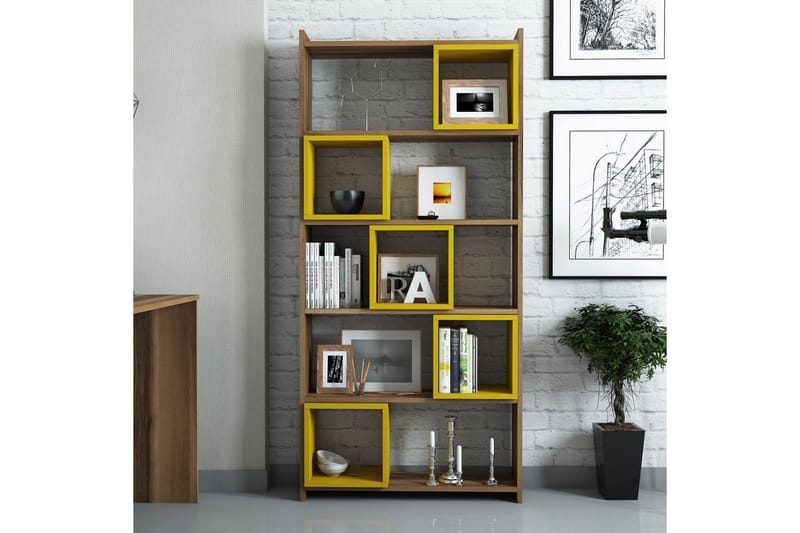 Hovdane Bokhylle 80 cm - Brun/Gul - Oppbevaring - Hyller - Bokhylle