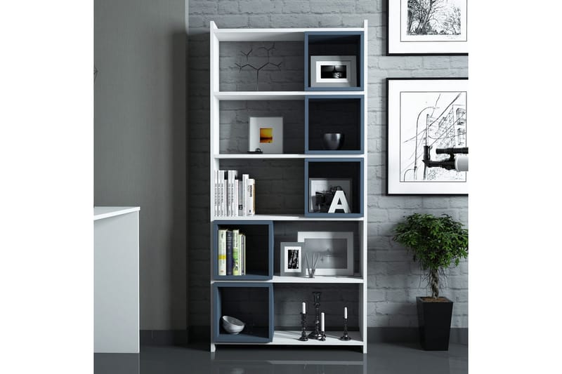 Hovdane Bokhylle 80 cm - Hvit/Blå - Oppbevaring - Hyller - Bokhylle