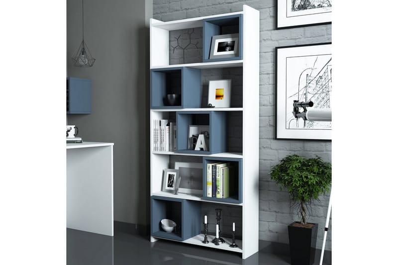 Hovdane Bokhylle 80 cm - Hvit/Blå - Oppbevaring - Hyller - Bokhylle