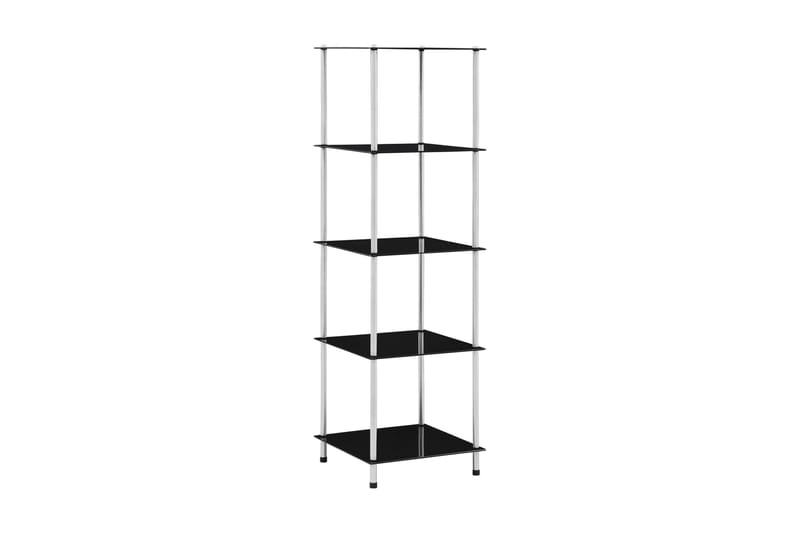Hylle 5 etasjer svart 40x40x130 cm herdet glass - Svart - Oppbevaring - Hyller - Bokhylle