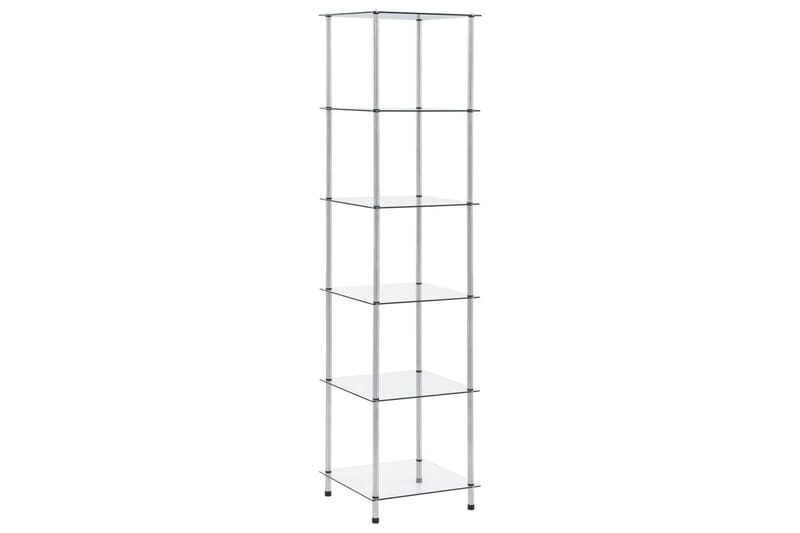Hylle 6 etasjer gjennomsiktig 40x40x160 cm herdet glass - Gjennomsiktig - Oppbevaring - Hyller - Bokhylle