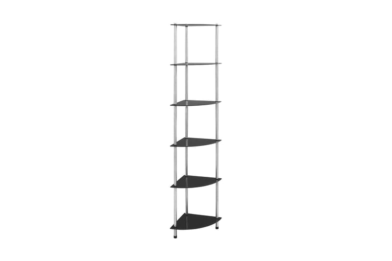Hylle 6 etasjer svart 30x30x160 cm herdet glass - Oppbevaring - Hyller - Bokhylle