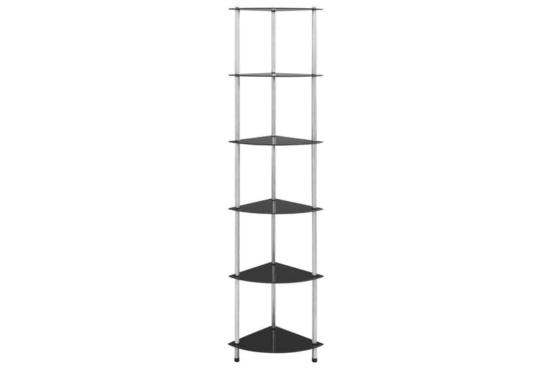 Hylle 6 etasjer svart 30x30x160 cm herdet glass - Oppbevaring - Hyller - Bokhylle