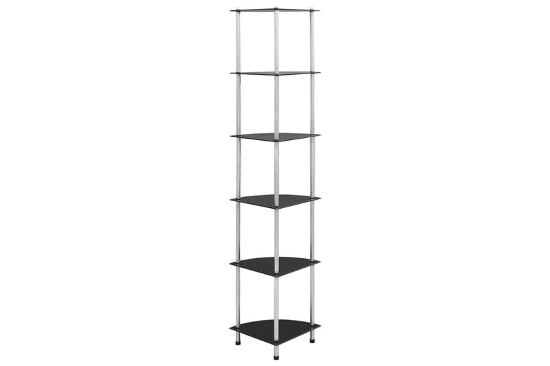 Hylle 6 etasjer svart 30x30x160 cm herdet glass - Oppbevaring - Hyller - Bokhylle