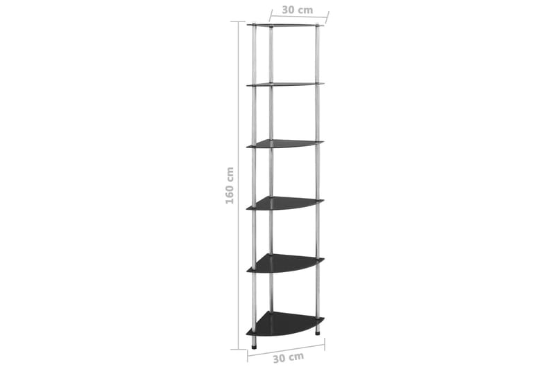 Hylle 6 etasjer svart 30x30x160 cm herdet glass - Oppbevaring - Hyller - Bokhylle