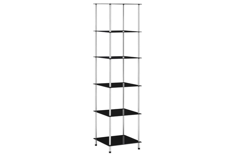 Hylle 6 etasjer svart 40x40x160 cm herdet glass - Svart - Oppbevaring - Hyller - Bokhylle