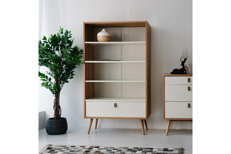 Hylle HELENA 80x40xH140cm MDF naturlig / hvit - Oppbevaring - Hyller - Bokhylle