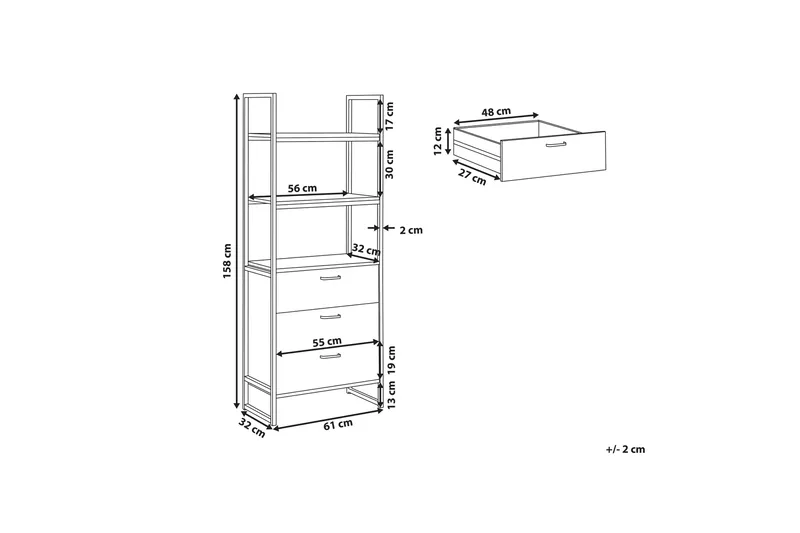 Hylle med skuffer TIFTON - Tre / Natur - Oppbevaring - Hyller - Bokhylle