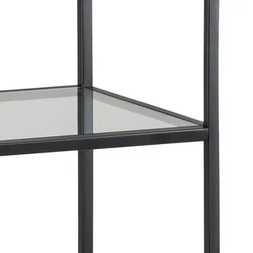 Ikaria Bokhylle 35 cm med 4 Hyller i Glass og Metall - Svart - Oppbevaring - Hyller - Bokhylle