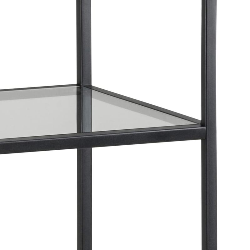 Ikaria Bokhylle 35 cm med 4 Hyller i Glass og Metall - Svart - Oppbevaring - Hyller - Bokhylle