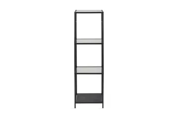 Ikaria Bokhylle 35 cm med 4 Hyller i Glass og Metall - Svart - Oppbevaring - Hyller - Bokhylle