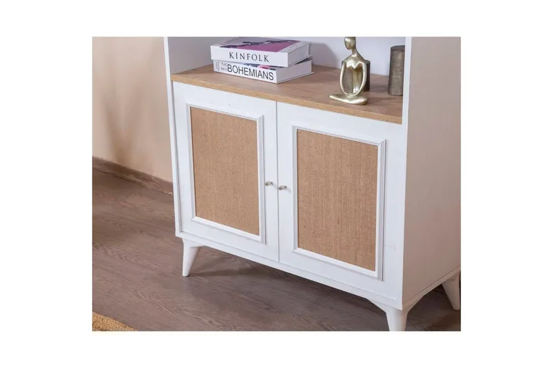 Bokhylle Jatinder Hvit / Eik - Hvit - Oppbevaring - Hyller - Bokhylle