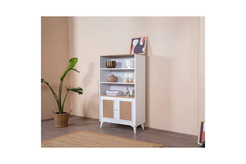 Bokhylle Jatinder Hvit / Eik - Hvit - Oppbevaring - Hyller - Bokhylle