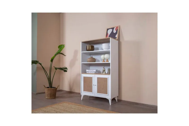 Bokhylle Jatinder Hvit / Eik - Hvit - Oppbevaring - Hyller - Bokhylle