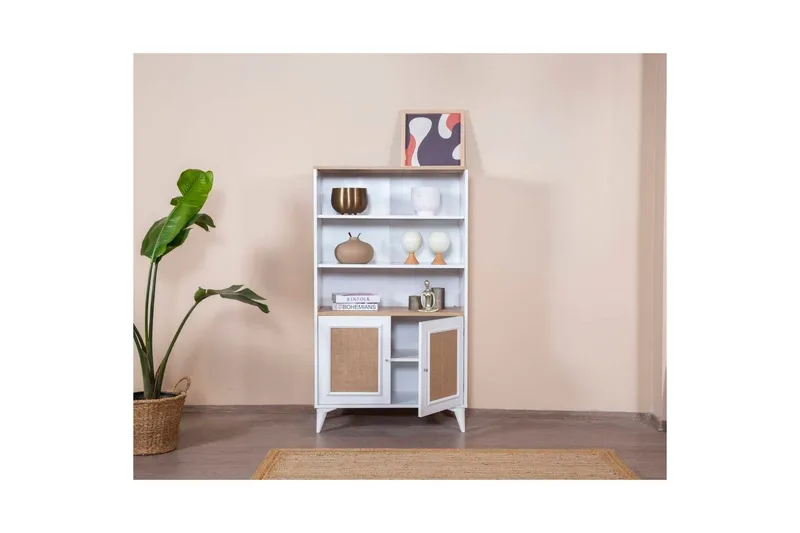 Bokhylle Jatinder Hvit / Eik - Hvit - Oppbevaring - Hyller - Bokhylle