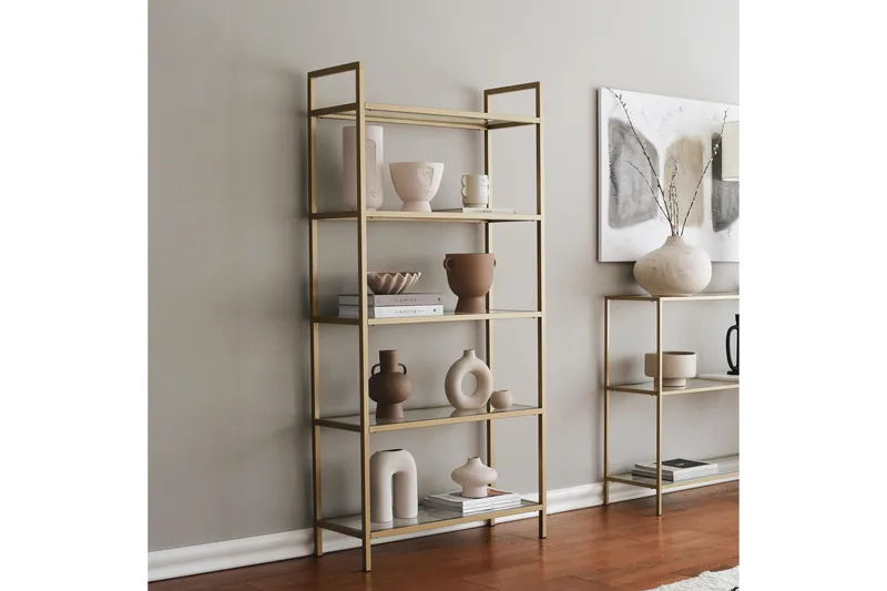 Jorrel Bokhylle 165x80 cm - Gull - Oppbevaring - Hyller - Bokhylle