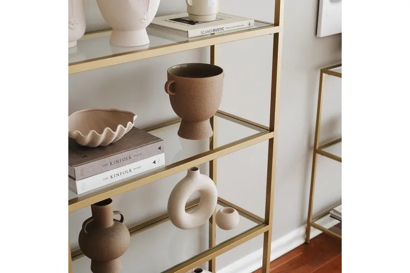 Jorrel Bokhylle 165x80 cm - Gull - Oppbevaring - Hyller - Bokhylle