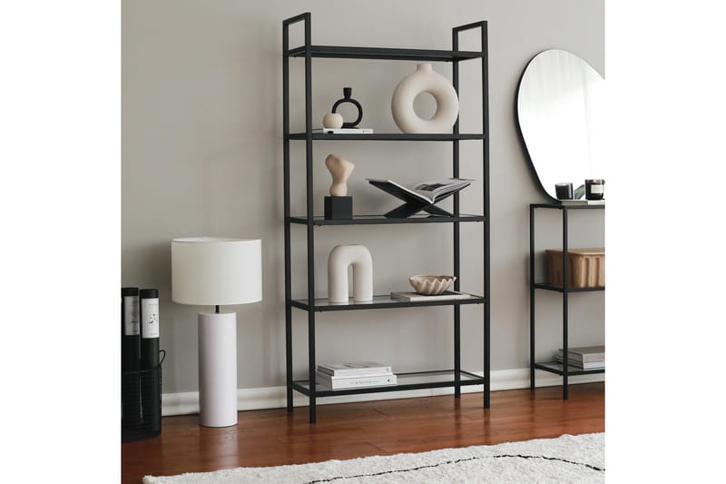 Jorrel Bokhylle 165x80 cm - Svart - Oppbevaring - Hyller - Bokhylle