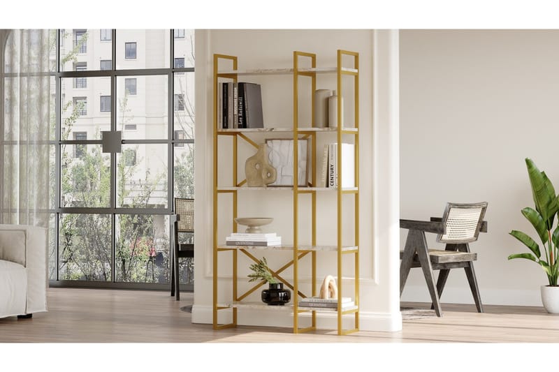 Kerakeha Bokhylle 87,5x30 cm Gull - Hanah Home - Oppbevaring - Hyller - Bokhylle