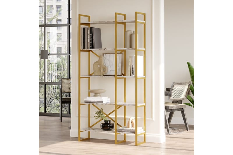 Kerakeha Bokhylle 87,5x30 cm Gull - Hanah Home - Oppbevaring - Hyller - Bokhylle