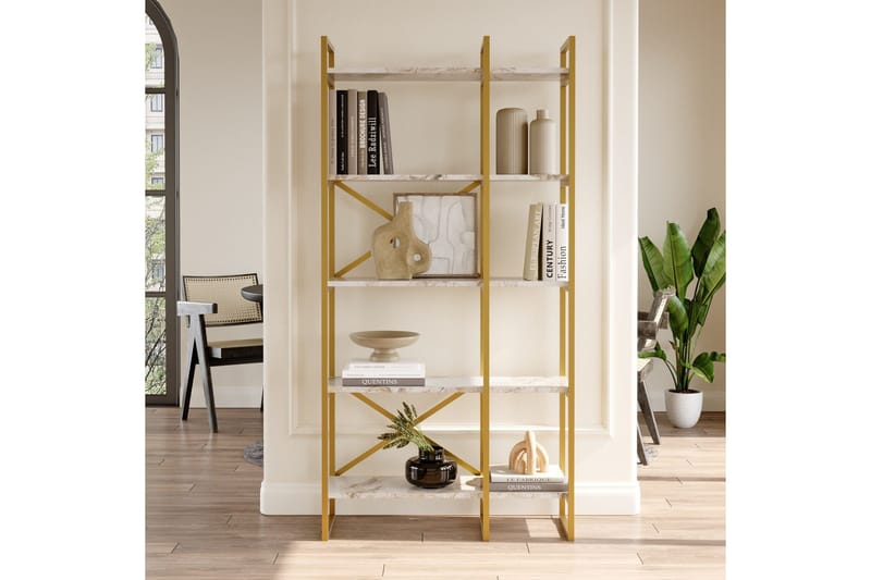 Kerakeha Bokhylle 87,5x30 cm Gull - Hanah Home - Oppbevaring - Hyller - Bokhylle