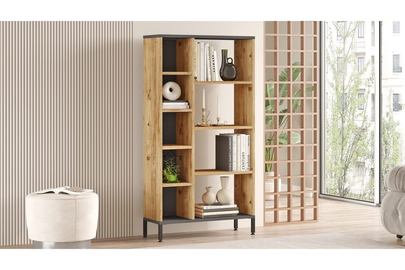 Keshav Bokhylle 72x25,5 cm Antrasitt/Brun - Hanah Home - Oppbevaring - Hyller - Bokhylle