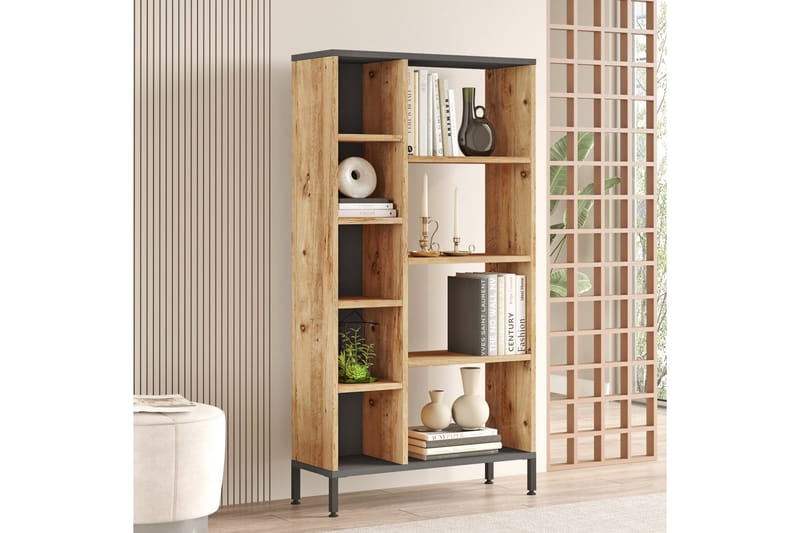 Keshav Bokhylle 72x25,5 cm Antrasitt/Brun - Hanah Home - Oppbevaring - Hyller - Bokhylle