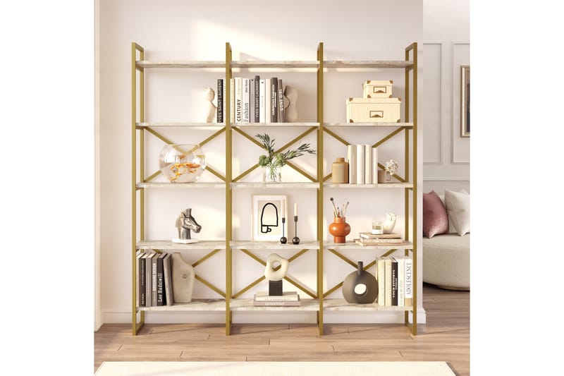 Keshri Bokhylle 170x30 cm Gull - Hanah Home - Oppbevaring - Hyller - Bokhylle