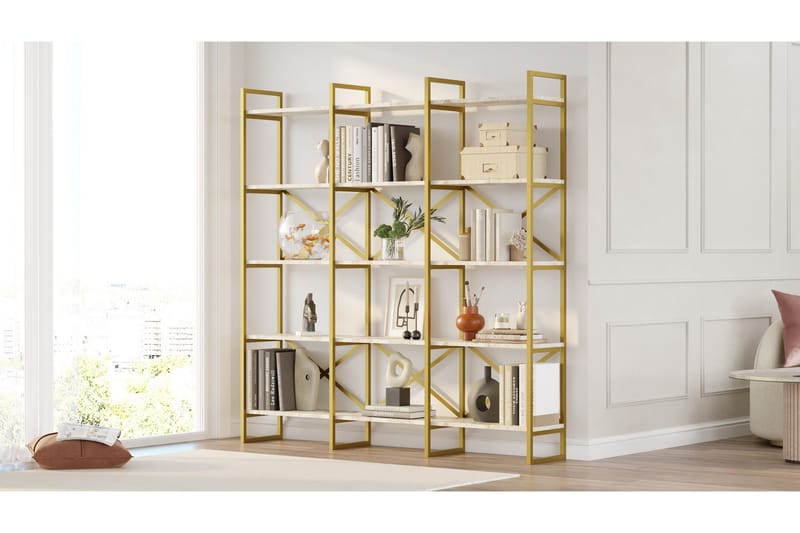 Keshri Bokhylle 170x30 cm Gull - Hanah Home - Oppbevaring - Hyller - Bokhylle