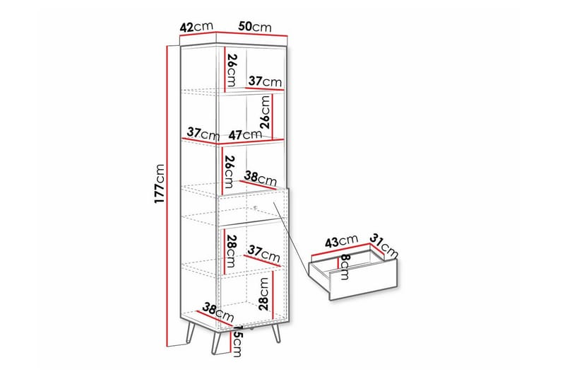 Kintore Bokhylle 50x42 cm - Svart - Oppbevaring - Hyller - Bokhylle