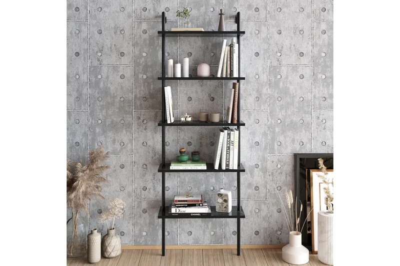 Konsterud Bokhylle - Svart/Marmor - Hus & oppussing - Kjøkken & bad - Kjøkken & vaskerom - Kjøkkeninnredning - Kjøkkenhylle
