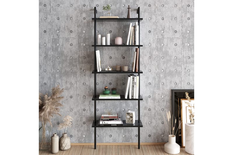 Konsterud Bokhylle - Svart/Marmor - Hus & oppussing - Kjøkken & bad - Kjøkken & vaskerom - Kjøkkeninnredning - Kjøkkenhylle