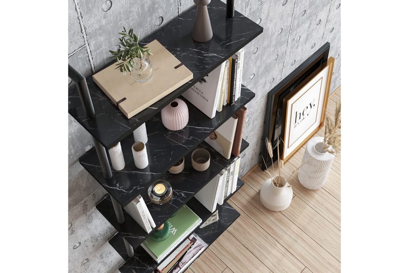 Konsterud Bokhylle - Svart/Marmor - Hus & oppussing - Kjøkken & bad - Kjøkken & vaskerom - Kjøkkeninnredning - Kjøkkenhylle