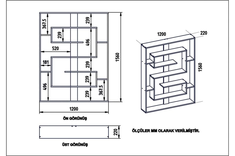 Kussmann Bokhylle 120 cm - Hvit - Oppbevaring - Hyller - Bokhylle