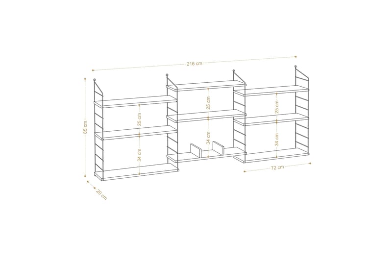Laba Bokhylle 85x20 cm Brun - Hanah Home - Oppbevaring - Hyller - Bokhylle