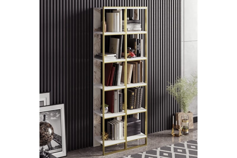 Lachasity Bokhylle 64 cm - Gull|Hvit - Oppbevaring - Hyller - Bokhylle