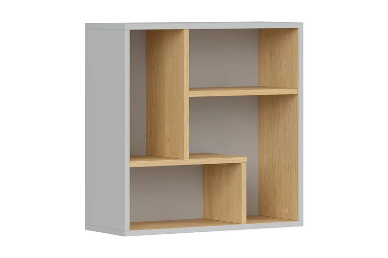 Leokkol Bokhylle 56 cm, Lysegrå/Tre/Natur