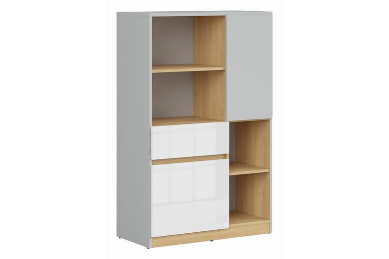 Leokkol Bokhylle 80 cm - Hvit|Tre/natur|Grå - Oppbevaring - Hyller - Bokhylle
