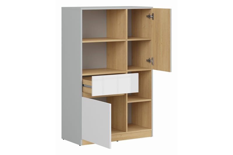 Leokkol Bokhylle 80 cm - Hvit|Tre/natur|Grå - Oppbevaring - Hyller - Bokhylle